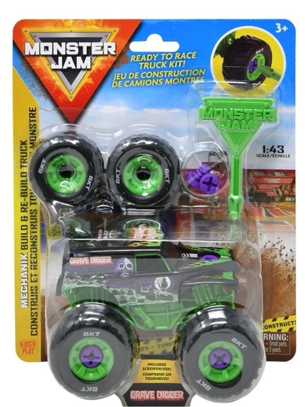 NIB Monster Jam GRAVE DIGGER Mechanix Build & Re-Build 1:43 Truck NEW & SEALED